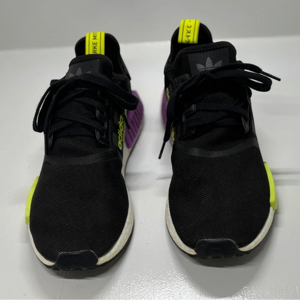 Adidas NMD R1 Black Neon Yellow Purple Boost Sneakers Men’s 11